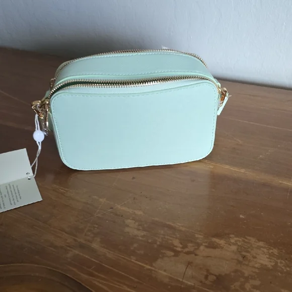 Valentino Orlandi Light Green Crossbody Bag with Gold Accents - Picture 4 of 5